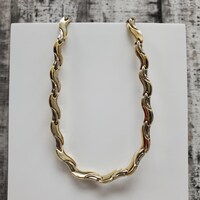 17" 18K TwoTone Fancy Link Choker Style Necklace