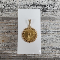21K/14K $25 Gold Coin Walking Liberty Pendant 