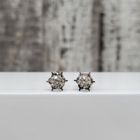 14K Diamond Stud Earrings Illusion Set w/ Friction Backs