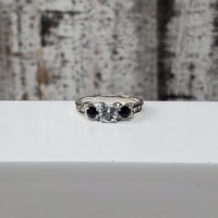14K Levian Aquamarine + Sapphires Diamond Ring