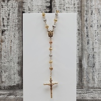 14K Tricolor Large Rosary Necklace 