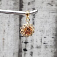 14K Orange + White CZ Pendant