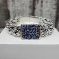 $2055 EFFY 18K/.925% Blue Sapphire Bangle Bracelet 
