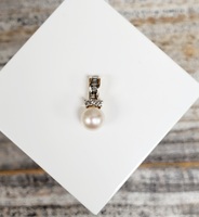 14K Pearl Diamond Pendant 