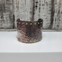 Silver Thistle & Bee Wide Cuff Bracelet