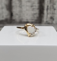 10K Heart Opal Diamond Ring