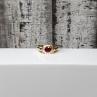 14K Meander Design + Jubilee Style + Synth Ruby Ring