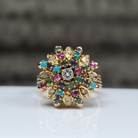18K DiamondMulti Colored Stone Ring