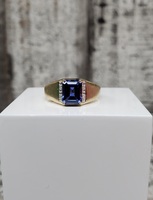 10KRectangularSynth Sapphire Diamond Ring