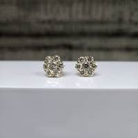 10K 3ctw Diamond Cluster Stud Screwbacks Earrings