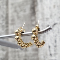 14KJ-Hoop Graduating Ball Design Earrings