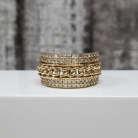 10K Diamond Curb Link Design Ring