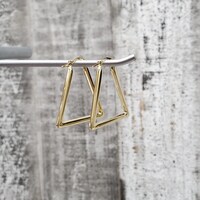 14KSemi Solid Triangular Hoop Earrings