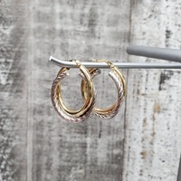 14KFancy Design Double Hoop Earrings