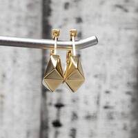 14KFancy Geometric Cut Design Hoop Earrings