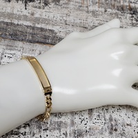 14K Figaro Textured ID Style Bracelet