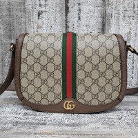 Gucci GG Supreme Monogram Web Small Ophidia Flap Messenger Bag 601044