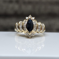 14K Marquise Sapphire Diamond Ring