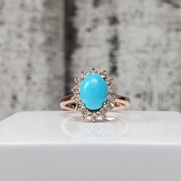 Dekara Designs 14K Diamond Halo Oval Turquoise Ring