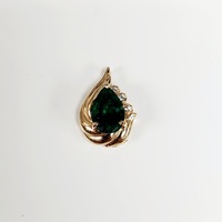 14K Pear Emerald CZ Pendant