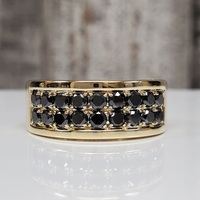 10K Black Diamond Double Row Band Ring