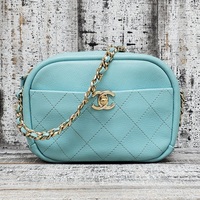 Chanel Camera Case Quilted Goatskin Small Blue