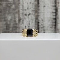 14K Black Stone + CZ Ring *SOME WEAR ON STONE*