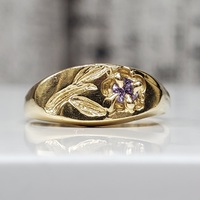 14KFlower and Purple StoneBaby Ring