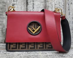 Fendi Ken Zucca Embossed Leather In Red And Brown