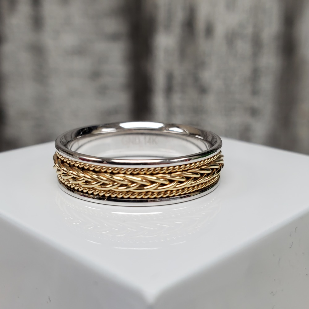 14K�Woven Wheat Design Wed Band Ring
