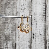 18K TriColor Fancy Design Dangle Earrings