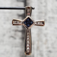 14K Diamond Sapphires Religious Pendant