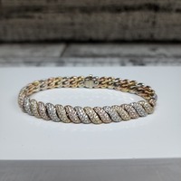8" 14K Tricolor Diamond Bracelet