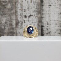 14KBlue Stone and CZ Ring