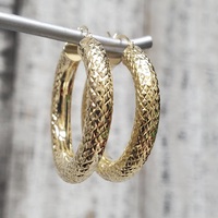 10KFancy Cut Design Hoop Earrings