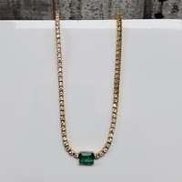 16/17/18" 14K Diamond + Emerald Necklace