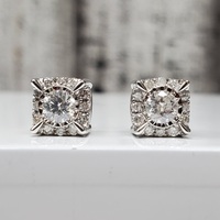 10K Cluster Stud Friction Backs Diamond Earrings