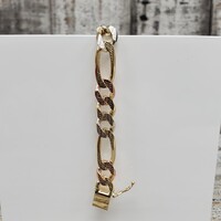 8.75" 14K Solid TriColor Diamond Cut Figaro Link Bracelet