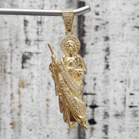 14K St. Jude / San Judas CZ Religious Pendant