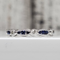 14K Diamond + Sapphire Band Ring
