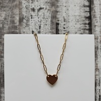 18" 14KOval Link Necklace w/ Heart Attached Pendant