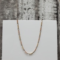 19.75" 10K TriColor Diamond Cut Figaro Link Necklace