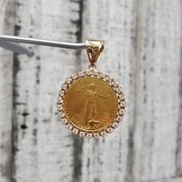 1992 1/2oz $25 Gold Coin + Diamond Bezel Pendant