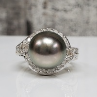 14K Tahitian Pearl Diamond Ring