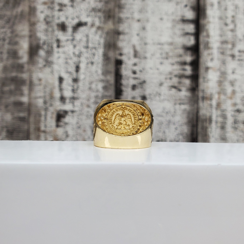 14K�Nugget STyle Coin Design CZ Ring