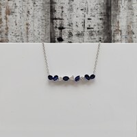 16.75" RIU 18K Diamond + Sapphire Necklace