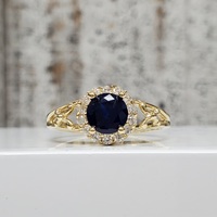 14K Blue Stone + CZ Ring