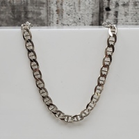 28" Silver Diamond Cut Anchor Link Necklace