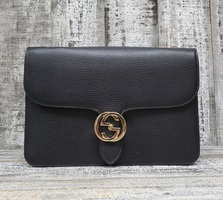Gucci Medium Black Dollar Interlocking GG Shoulder  Bag  