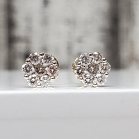 10K Cluster Stud Screwbacks Earrings